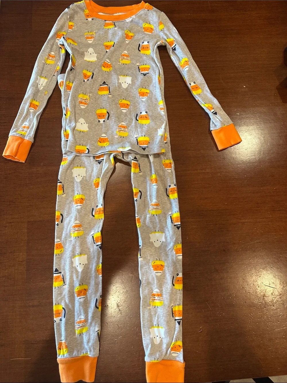 Old Navy Gray & Orange Candy Corn Print Kids Pajama Set